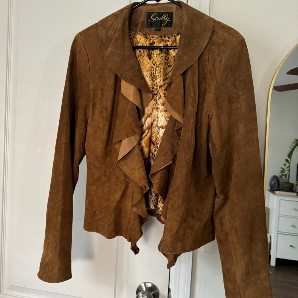Scully suede jacket with ruffle detail